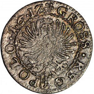 Žigmund III Vaza, Grosz 1612 Krakov, dátum 1.6.IZ ležiaci 6, 1 arabské a rímske číslice