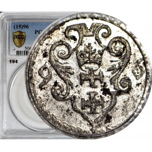 R-, Žigmund III Vaza, denár 1596, Gdansk, mincovňa, vzácna odroda s malým dátumom