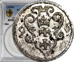 R-, Sigismund III Vasa, Denarius 1596, Gdansk, mint, rare variety with small date