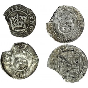 Z. III Vasa Half-penny 1617, Jagiellonian Half-penny 1521 + 2 pezzi. Germania, serie di 4 pezzi.