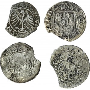 Z. III Vasa Half-penny 1617, Jagiellonian Half-penny 1521 + 2 pezzi. Germania, serie di 4 pezzi.