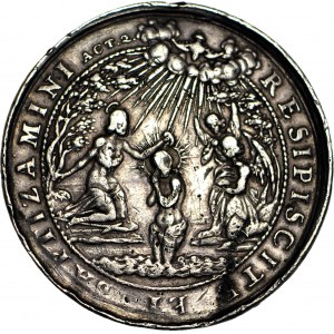 RR-, Gdansk, Médaille de baptême vers 1640, argent, 46mm, Jan Höhn l'ancien