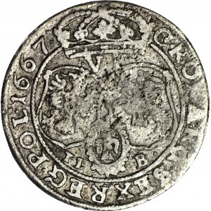 Jan II Kazimierz, Szóstak 1667 TLB, Kraków, VE złączona w SVE