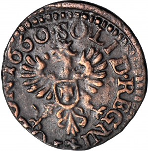 John Casimir, shilling de la couronne 1660, Ujazdów, tête large, belle