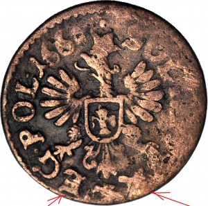 RR-, Jan Kazimierz, korunový šiling 1661, Krakov, SOLIDVS