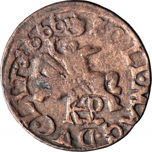 RR-, Jan II Kazimír, litevský šilink 1666, Malbork DVC, bez teček v datu
