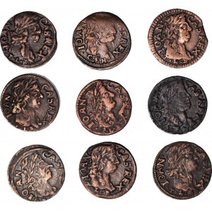 John Casimir, Crown and Lithuanian shekels, set no1., 9 pieces.