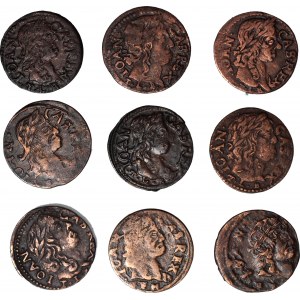 Giovanni Casimiro, Corona e shekels lituani, serie n. 6., 9 pezzi.