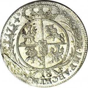 R-, August III, Ort 1754, IC (zamiast EC), GWIAZDKA po dacie