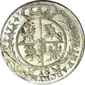 R-, August III, Ort 1754, IC (instead of EC), STAR after the date