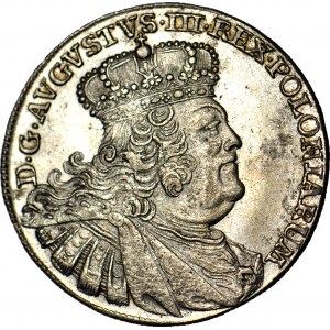 RR- August III Sas, Ort 1755 EC, Lipsko, mincovňa, veľmi zriedkavé