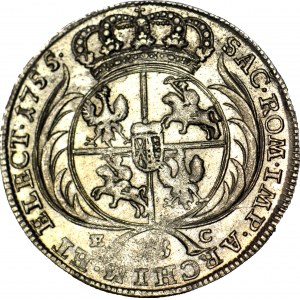 RR- August III Sas, Ort 1755 EC, Leipzig, mint, very rare