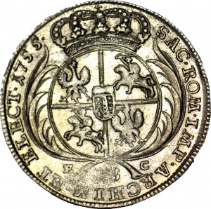 RR- August III Sas, Ort 1755 EC, Leipzig, mint, very rare