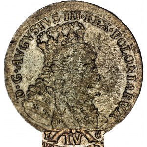 RR-, August III Sas, Szóstak (Czworak) 1754, z cyfrą IV zamiast VI