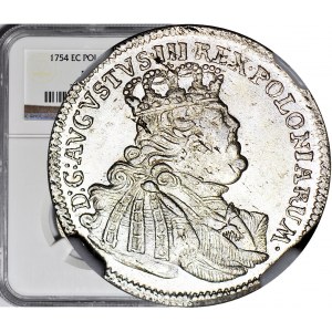 Augustus III. Sachsen, Sixpence 1754, Leipzig, selten