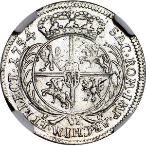 Augustus III Saský, šesták 1754, Lipsko, vzácne