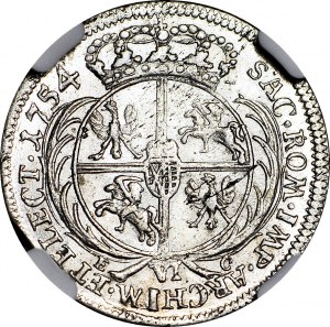 Augustus III. Sachsen, Sixpence 1754, Leipzig, selten