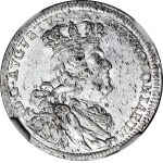 R-, Augustus III. Sachsen, Sixpence 1754, Leipzig, seltene ungewöhnliche Büste