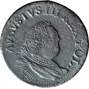 RR-, August III Saxon, 1754 penny - numeral 3, anomalous