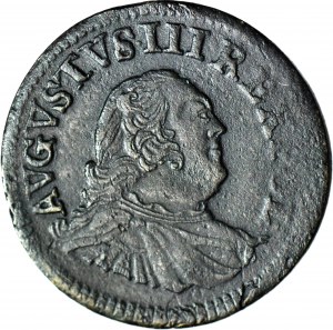 RR-, August III Sas, 1755 penny, Grünthal