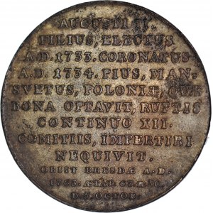 Kráľovská suita, medaila J.J. Reichela, August III Sas, odliata zo železa z Bialogonskej huty