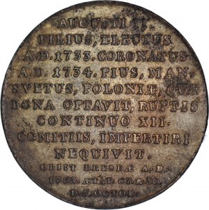 Kráľovská suita, medaila J.J. Reichela, August III Sas, odliata zo železa z Bialogonskej huty