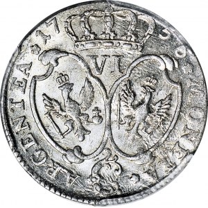 Ducal Prussia, Frederick II the Great, Sixpence 1756 C, Cleve, exquisite