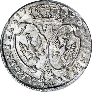 Herzogliches Preußen, Friedrich II. der Große, Sixpence 1756 C, Cleve, exquisit