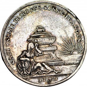 R-, Slesia, Wrocław, medaglia 1741, argento 32 mm, J. Kittel, inizio della guerra di Slesia 1741 e morte di Carlo VI 1740