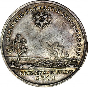 R-, Sliezsko, Wrocław, medaila 1741, striebro 32 mm, J. Kittel, začiatok sliezskej vojny 1741 a smrť Karola VI. 1740