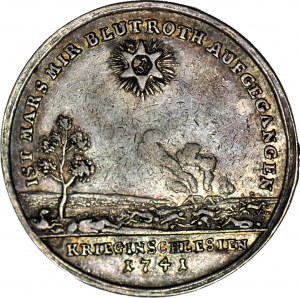 R-, Slezsko, Vratislav, medaile 1741, stříbro 32 mm, J. Kittel, začátek slezské války 1741 a smrt Karla VI. 1740
