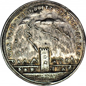 R-, Silesia, Medal 1749r, silver 32.5 mm, Kittel, Explosion of a powder magazine, Wroclaw