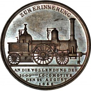 Medal Kolejowy 1851 Borsig Locomotive (Borsig ur. Wrocław), Kurlich, brąz 37mm, menniczy