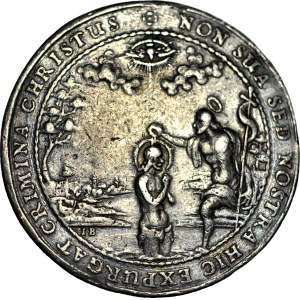 RR-, Sliezsko, krstná medaila, 2. polovica 17. storočia, 41 mm, J. Buchheim, r. vzácne