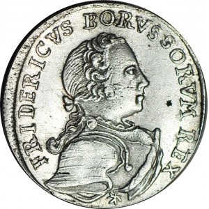 Śląsk, Fryderyk II, 1/6 talara 1751/0 B, Wrocław, mennicze