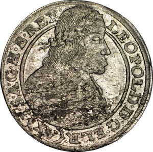 Śląsk, Leopold I, 15 Krajcarów 1663 G-H, Wrocław, piękne