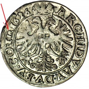 R-, Śląsk, Ferdynand II, 3 krajcary 1626 HR w otoku, Rozeta, Wrocław
