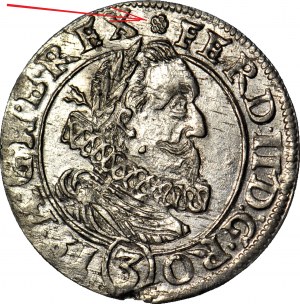 R-, Schlesien, Ferdinand II, 3 krajcars 1627 (HR), Wrocław, Blume statt Haken, Hybride, selten