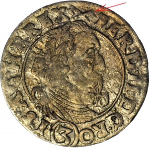 R-, Slesia, Ferdinando II, 3 krajcars 1627 (HR), ganci larghi, Breslavia, raro