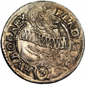 R-, Slezsko, Ferdinand III, 3 krajcary 1637 HR, Kladsko, malá busta
