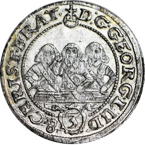 RR-, Silesia, Three Brothers, 3 krajcars 1657, Brzeg, no E-W, minted