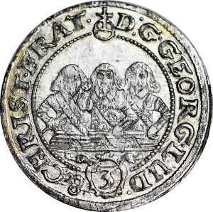 RR-, Sliezsko, Traja bratia, 3 krajcary 1657, Brzeg, bez E-W, razené