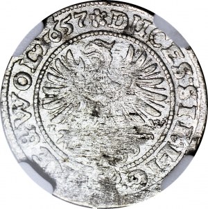 RRR-, Silesia, Three Brothers - 3 krajcary 1657, Brzeg, Grandowski NIENOTATED !