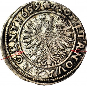RRR-, Śląsk, Jerzy III Brzeski, 3 krajcary 1659, Brzeg, NIENOTOWANE