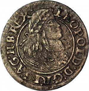 Silésie, Léopold Ier, Wrocław, 1 krajcar 1661 GH, Wrocław, petite tête, DVX, dénomination plus rare.