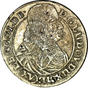 Slesia, Luigi IV di Legnica, 15 krajcars 1663, BRZEG, corpo stretto, , ultimo anno di coniazione