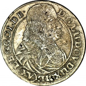Slesia, Luigi IV di Legnica, 15 krajcars 1663, BRZEG, corpo stretto