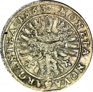 Slesia, Luigi IV di Legnica, 15 krajcars 1663, BRZEG, corpo stretto
