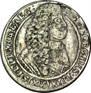 RR-, Schlesien, Georg III von Brest, 15 krajcars 1664, Brzeg, Letztes Jahr der Prägung, Schön und selten