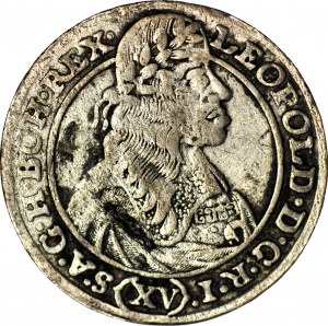 Sliezsko, Leopold I., 15 krajcars 1664 GH, Vroclav, úzke poprsie